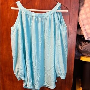 Women's Light Blue Cold Shoulder Top